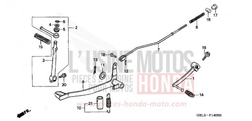 BRAKE PEDAL/ KICK STARTER ARM XR50R3 de 2003